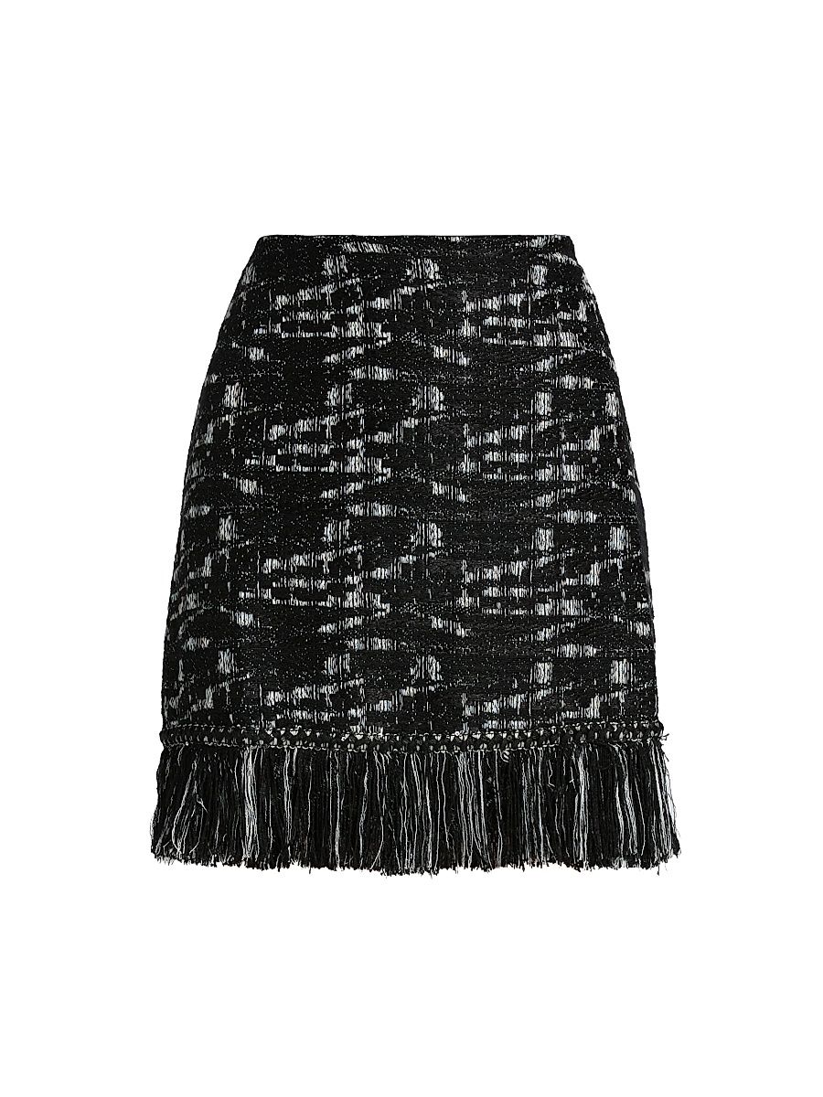 Women's Khan Tweed Miniskirt - Black White - Size 16