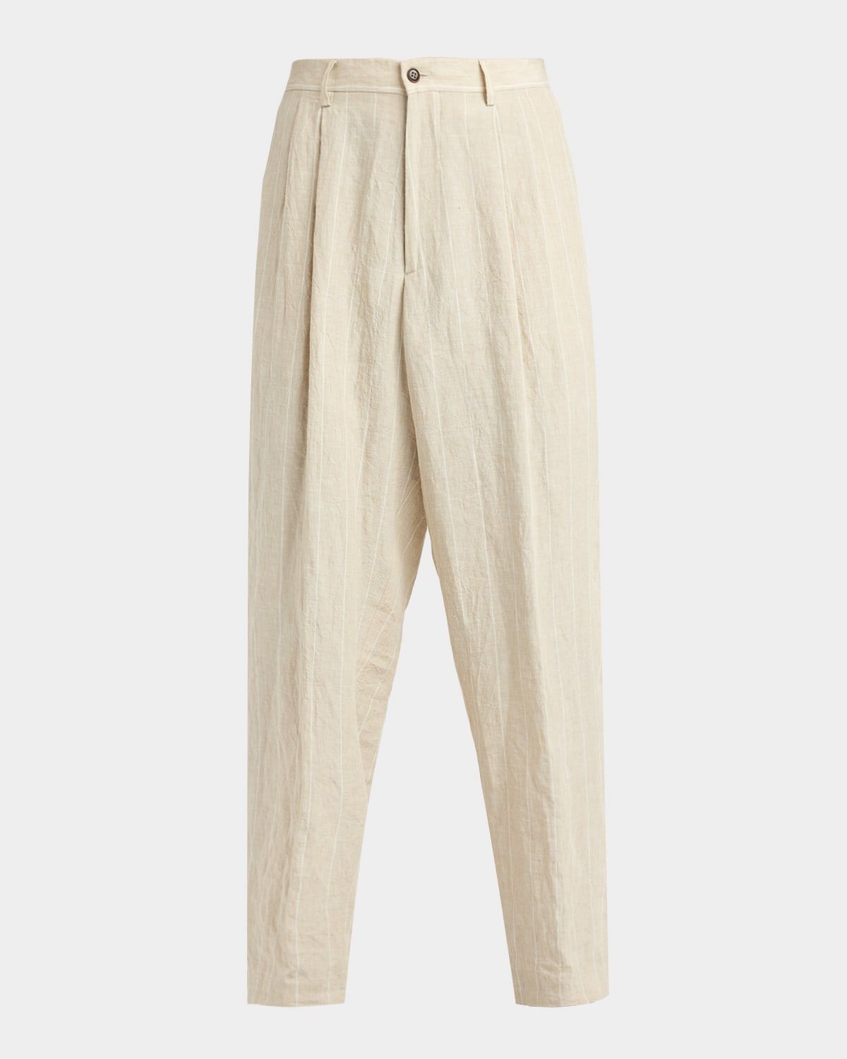 Men & apos;s Linen Hairline Pleated Trousers