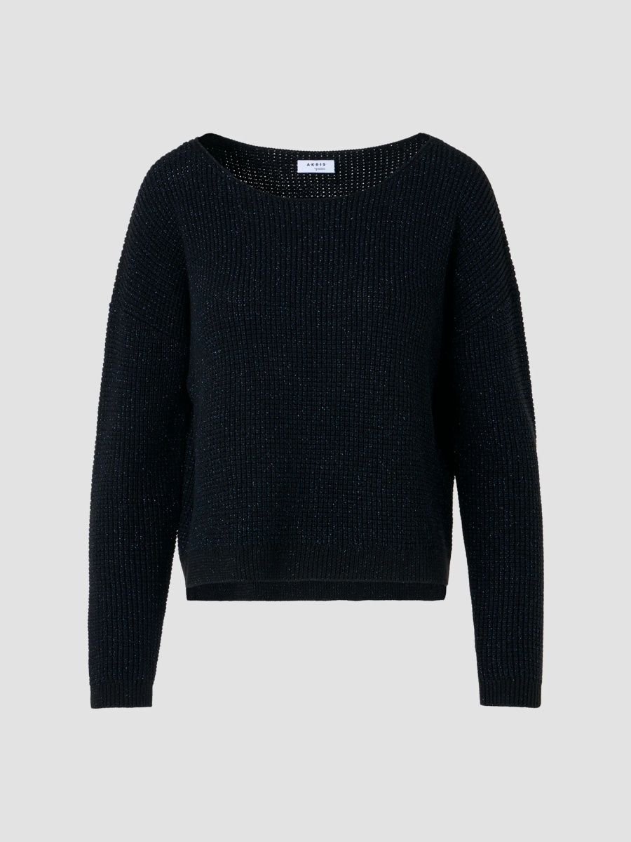 Akris punto Women's Metallic Wool-Blend Sweater - Metallic Blue - Size 10