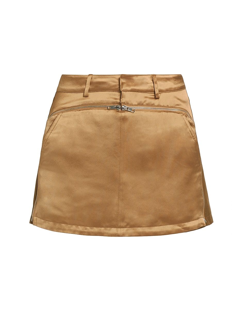 Women's Tatum Metallic Zip-Front Skort - Bronze Brown - Size Medium