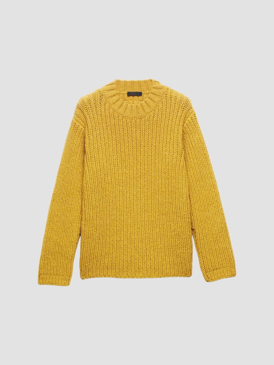 Prada Men's Shetland Wool Crewneck Sweater - Yellow - Size 42
