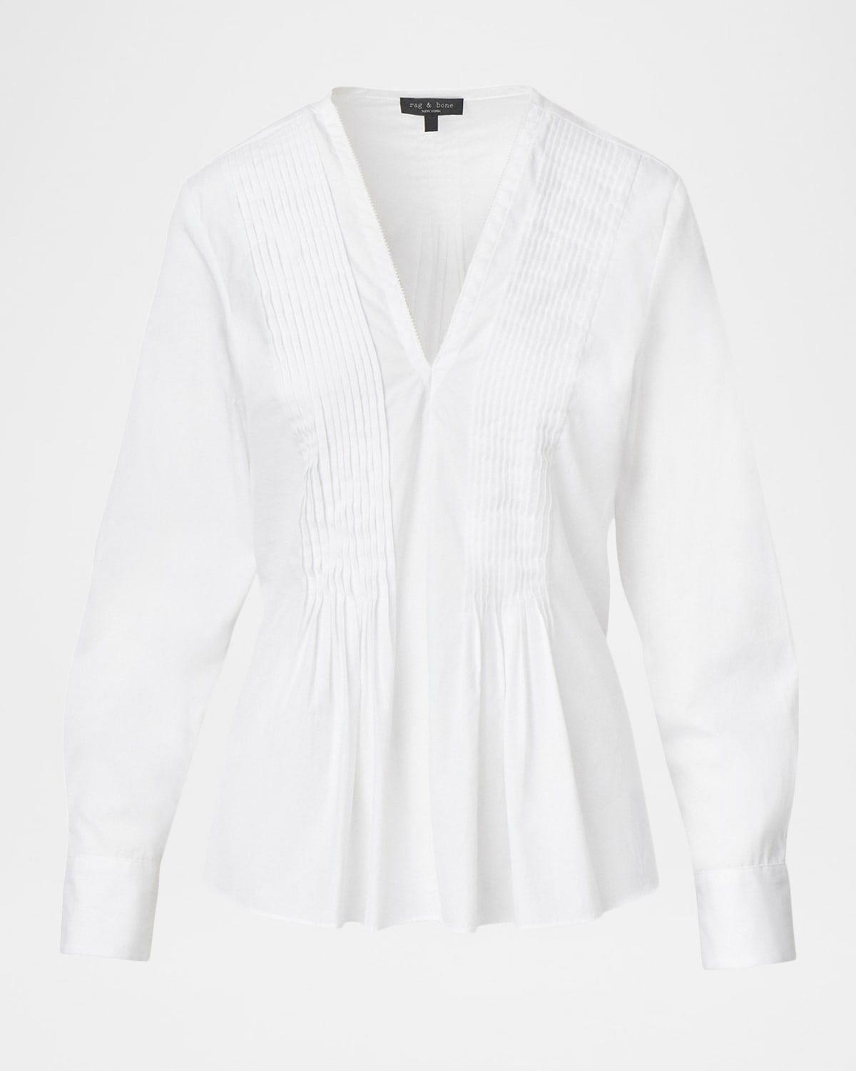 Asher Pleated Long-Sleeve Blouse