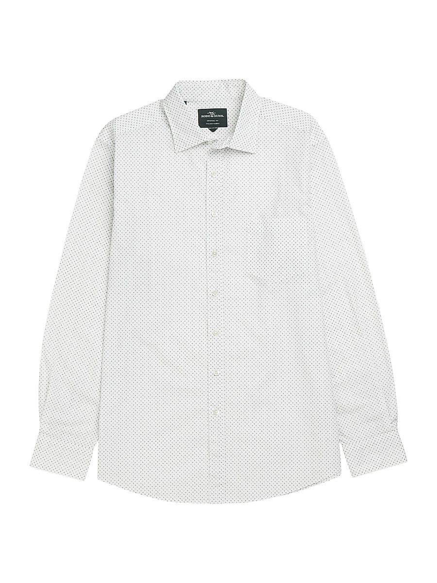 Men's Middle Peak Geometric Cotton Button-Front Shirt - Snow - Size XXL