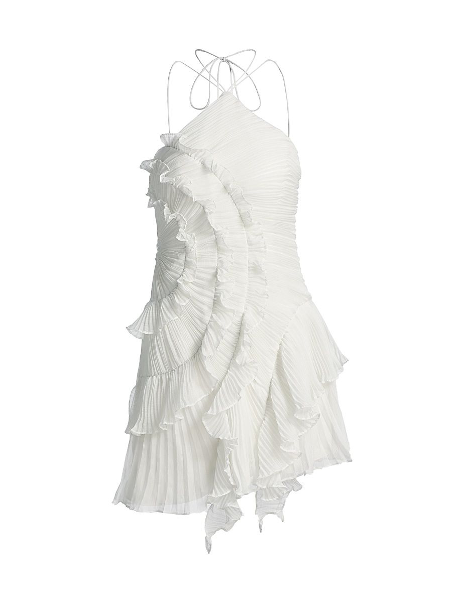 Women's Velora Asymmetric Ruffled Halterneck Minidress - Ivory - Size 12