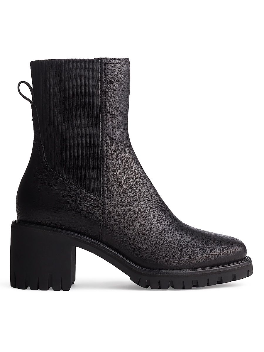 Women's Corey Leather Mid-Heel Chelsea Boots - Black - Size 8