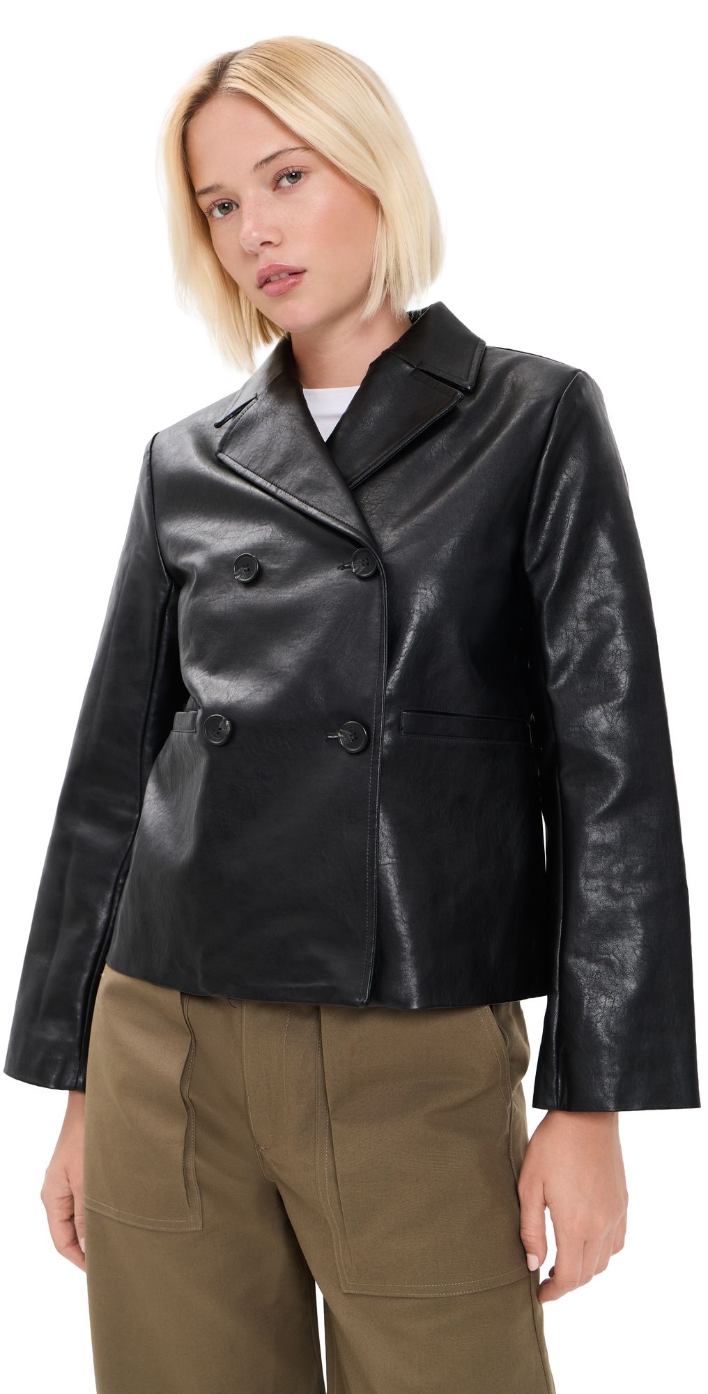 rag & bone Finley Faux Leather Coat Black 10