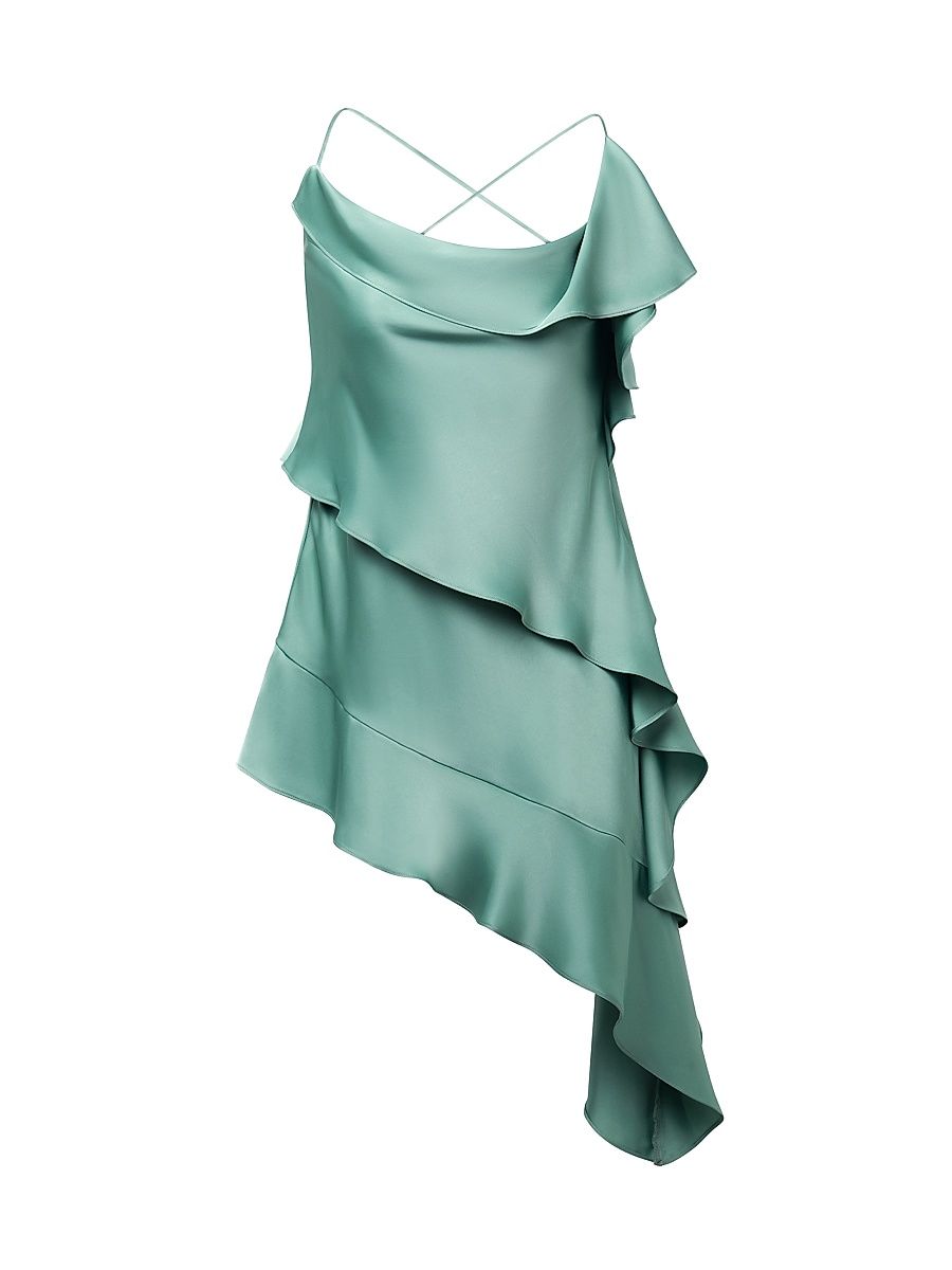 Women's Fiona Draped Asymmetric Mini Dress - Eucalyptus - Size 14