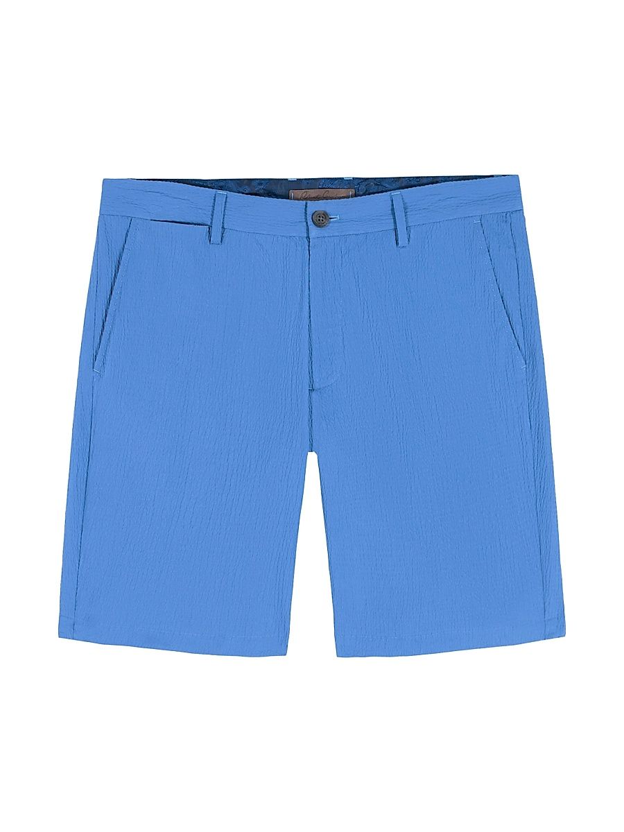 Men's Thresher Cotton-Blend Seersucker Shorts - Blue - Size 40