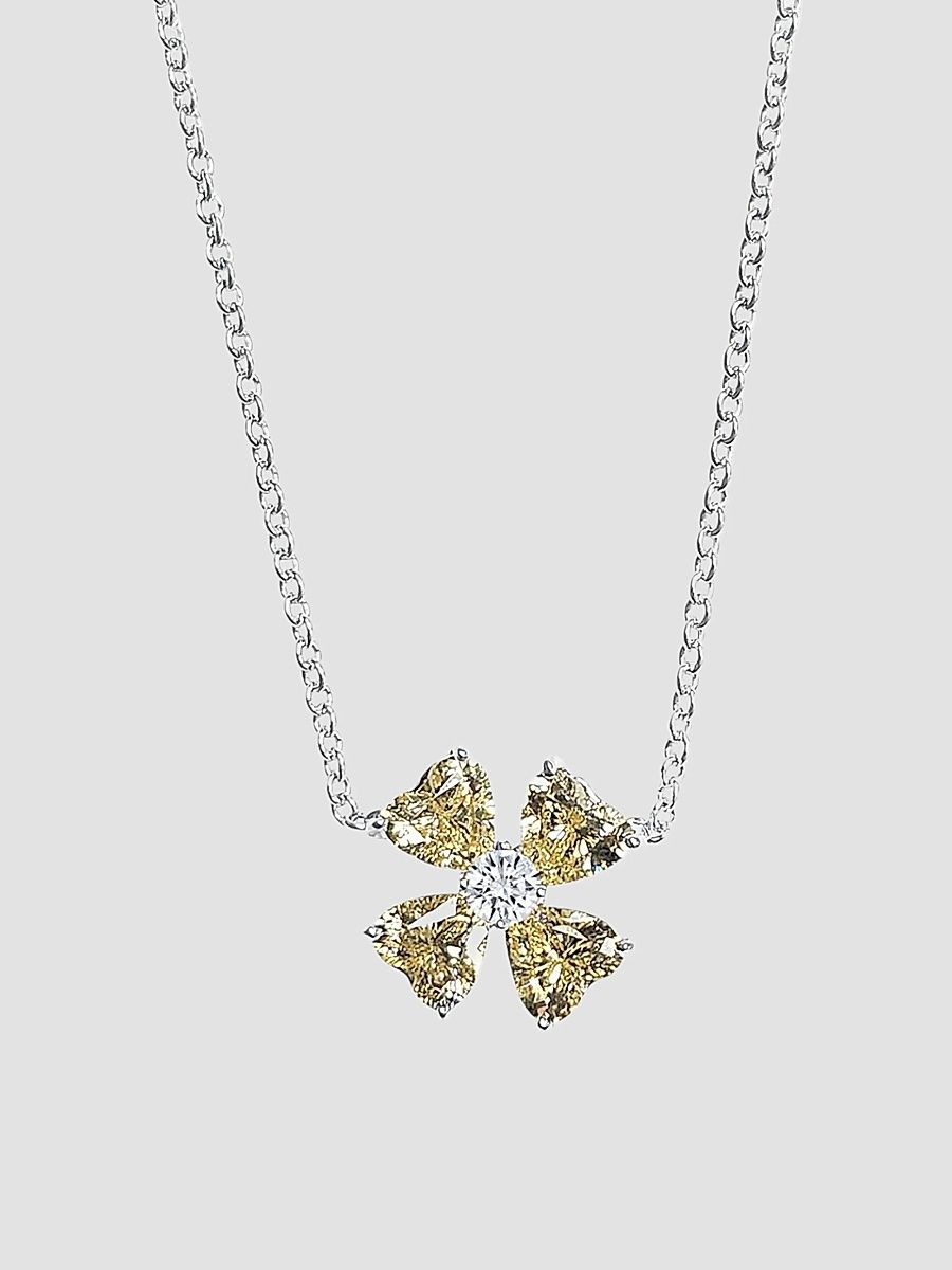 Women's Sunny Clover Sterling Silver & Cubic Zirconia Pendant Necklace - Canary