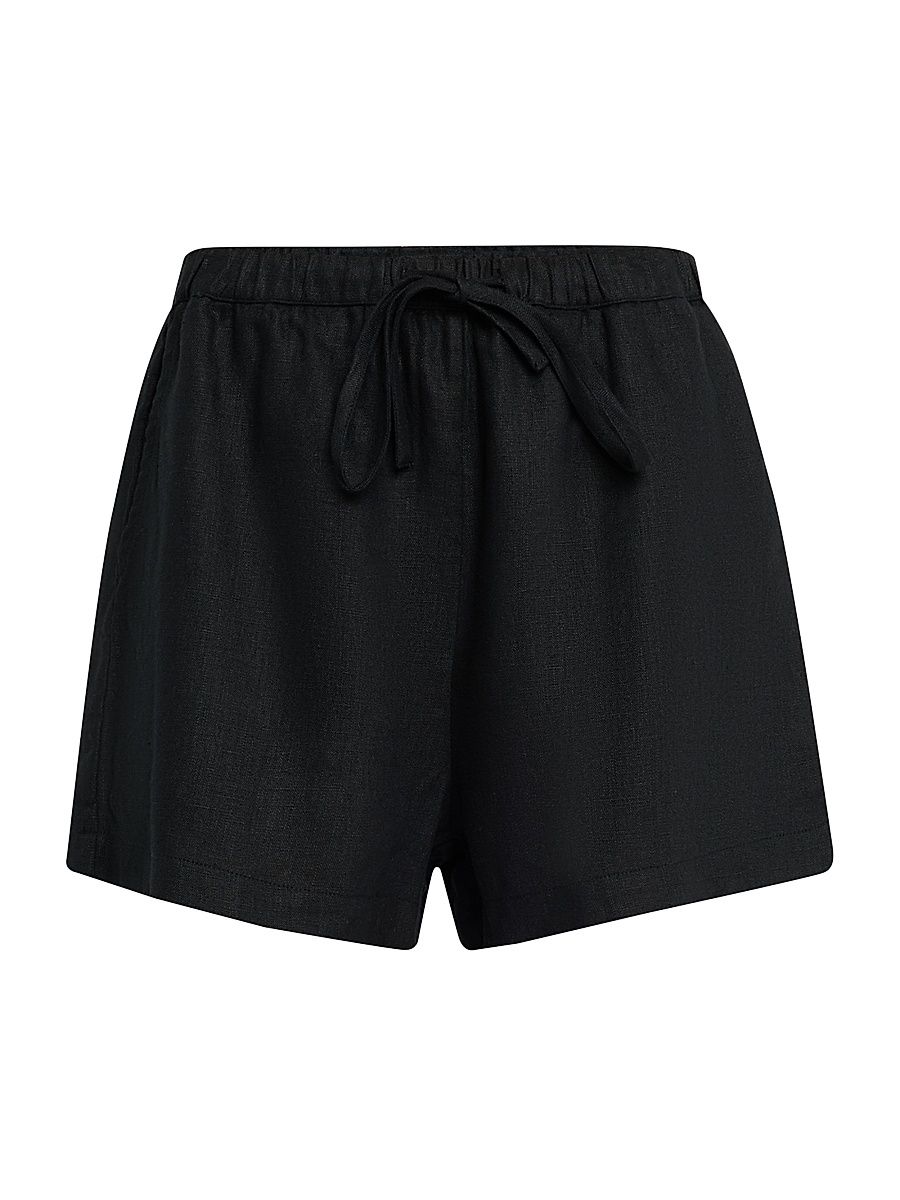 Women's Jenner Linen Drawstring Shorts - Black - Size XL