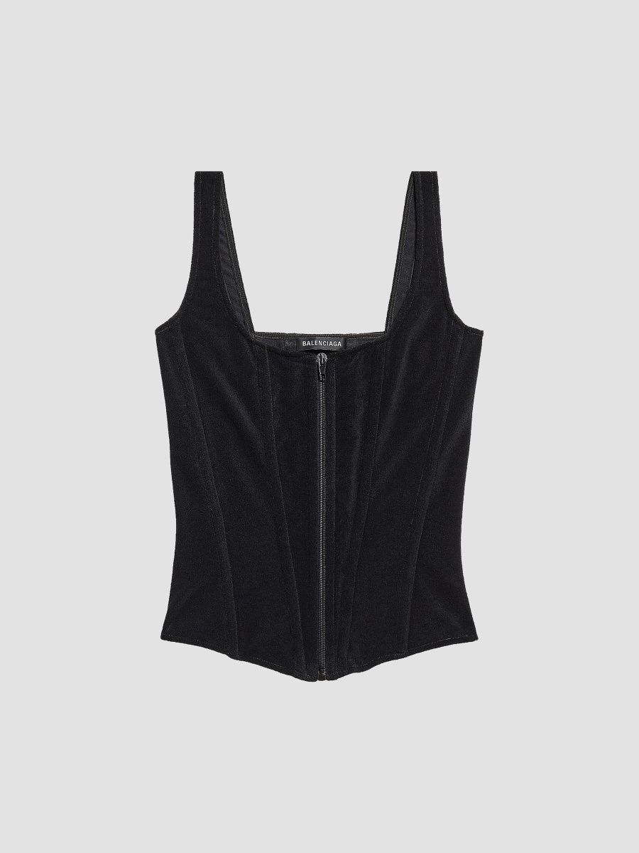 Balenciaga Women's Stretch Corset Top - Black - Size 8