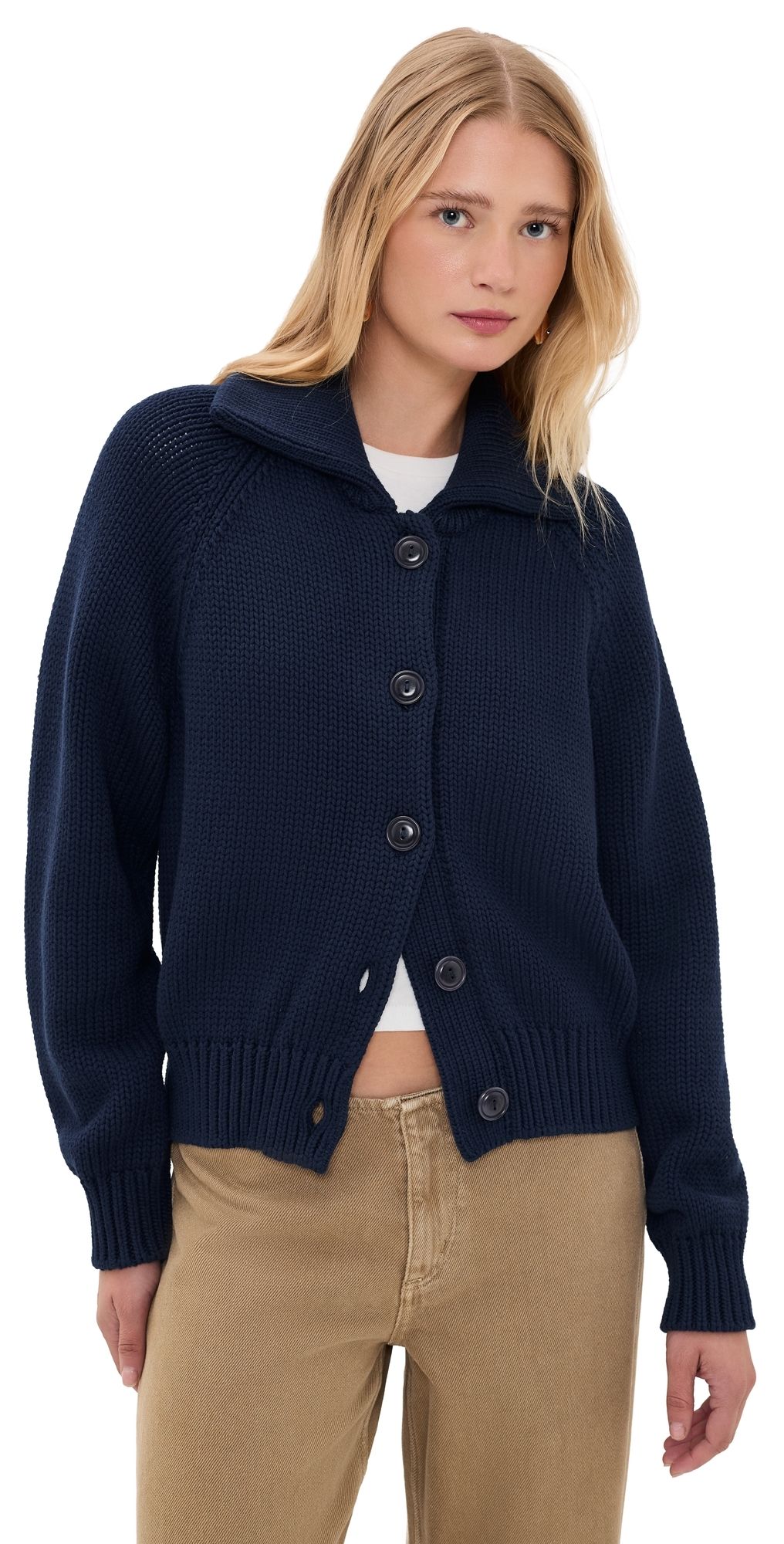 Polo Ralph Lauren Cotton Long Sleeve Collared Cardigan Cruise Navy S