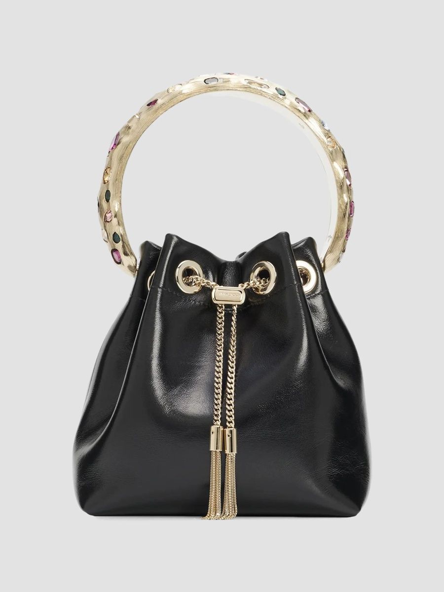 Jimmy Choo Women's Bon Bon Leather Top Handle Bag - Black Gold