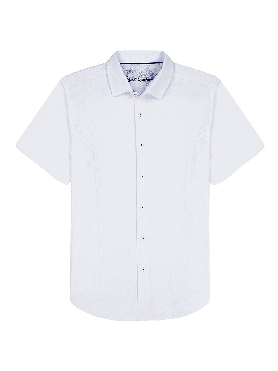 Men's Reid Striped Button-Front Cotton Shirt - White - Size XXL