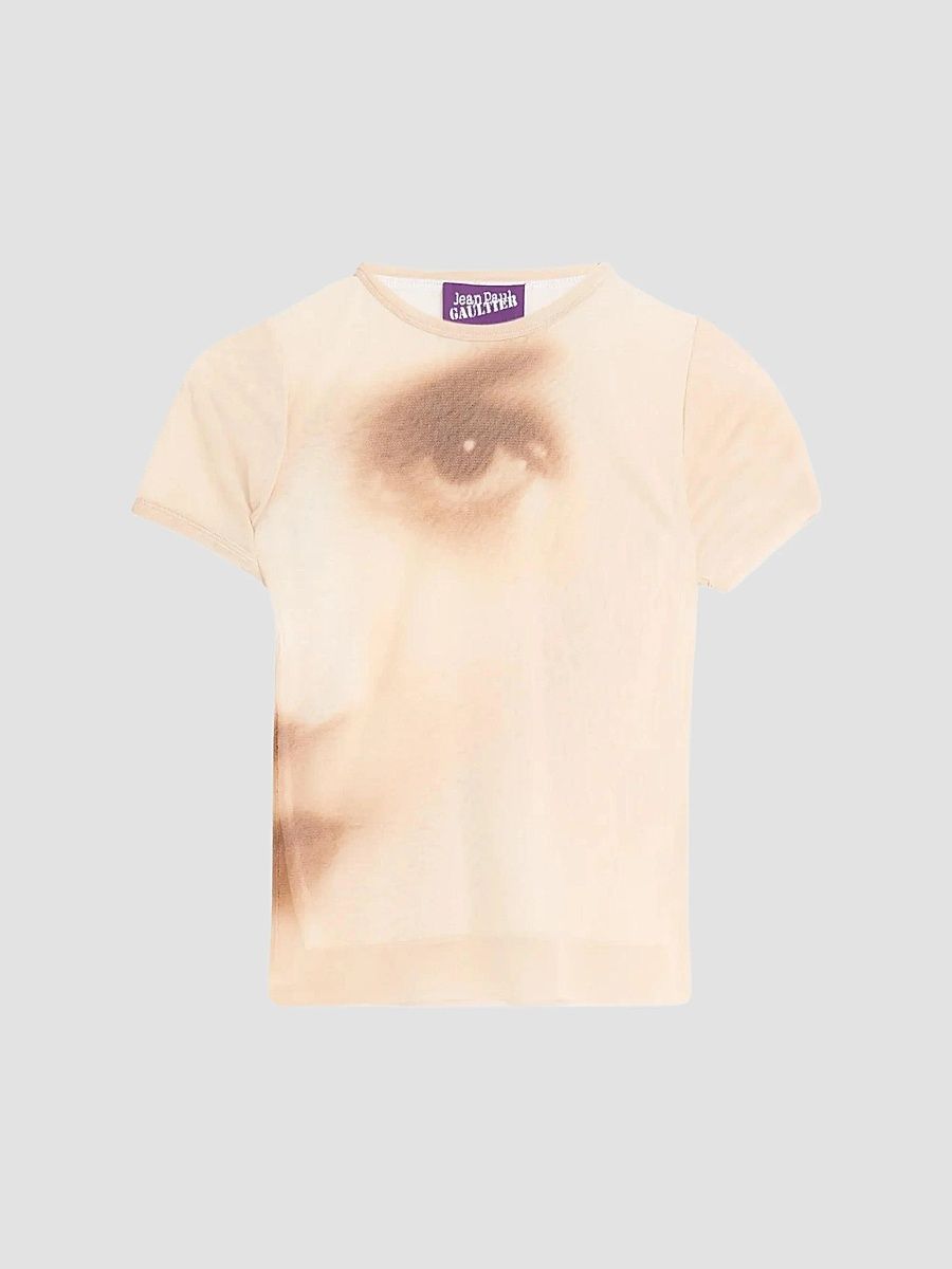 Jean Paul Gaultier Women's Face Mesh Baby T-Shirt - Beige - Size XXS