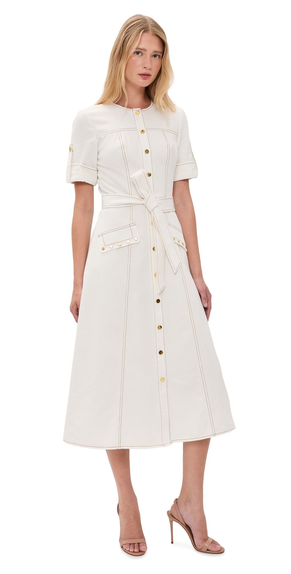 Shoshanna Bethany Midi Dress Ivory 10