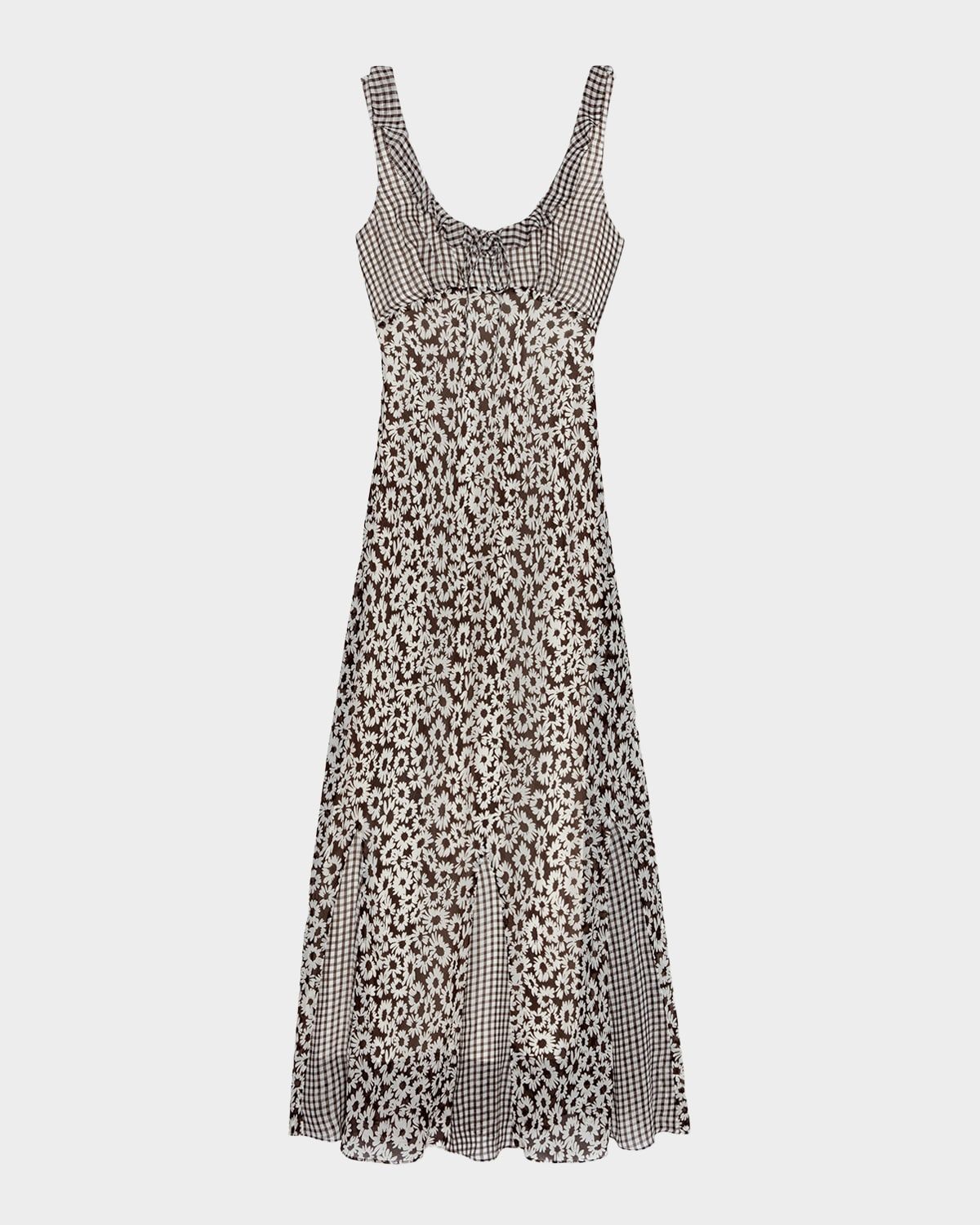 Dahlia Mixed-Print Chiffon Maxi Dress