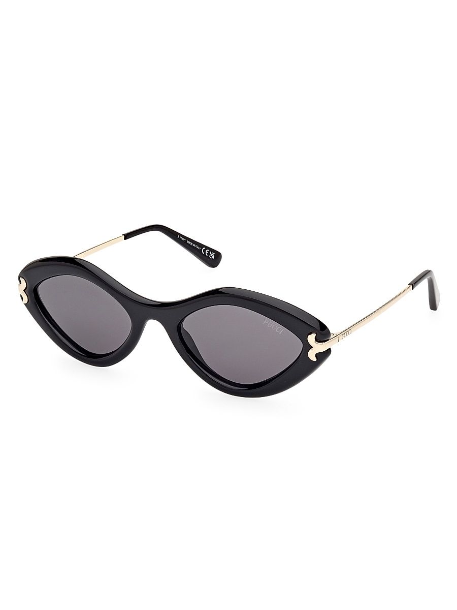 Women's Pucci 54MM Geometric Sunglasses - Shiny Black Smoke
