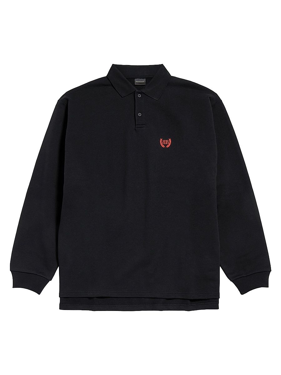 Men's Laurel Classic Long Sleeve Oversized Polo Shirt - Black - Size Large