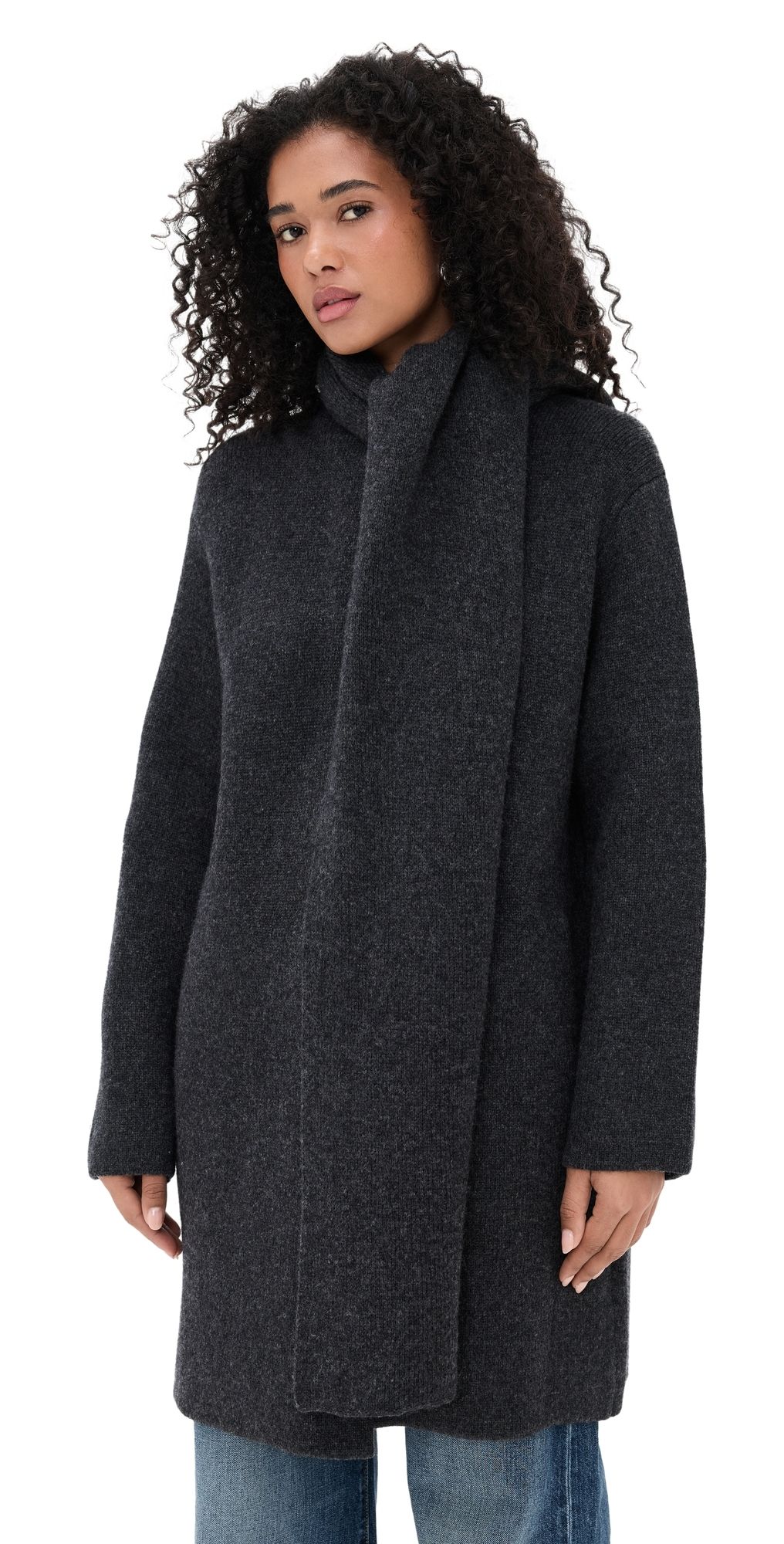 Vince Draped Car Coat Dk H Grey L