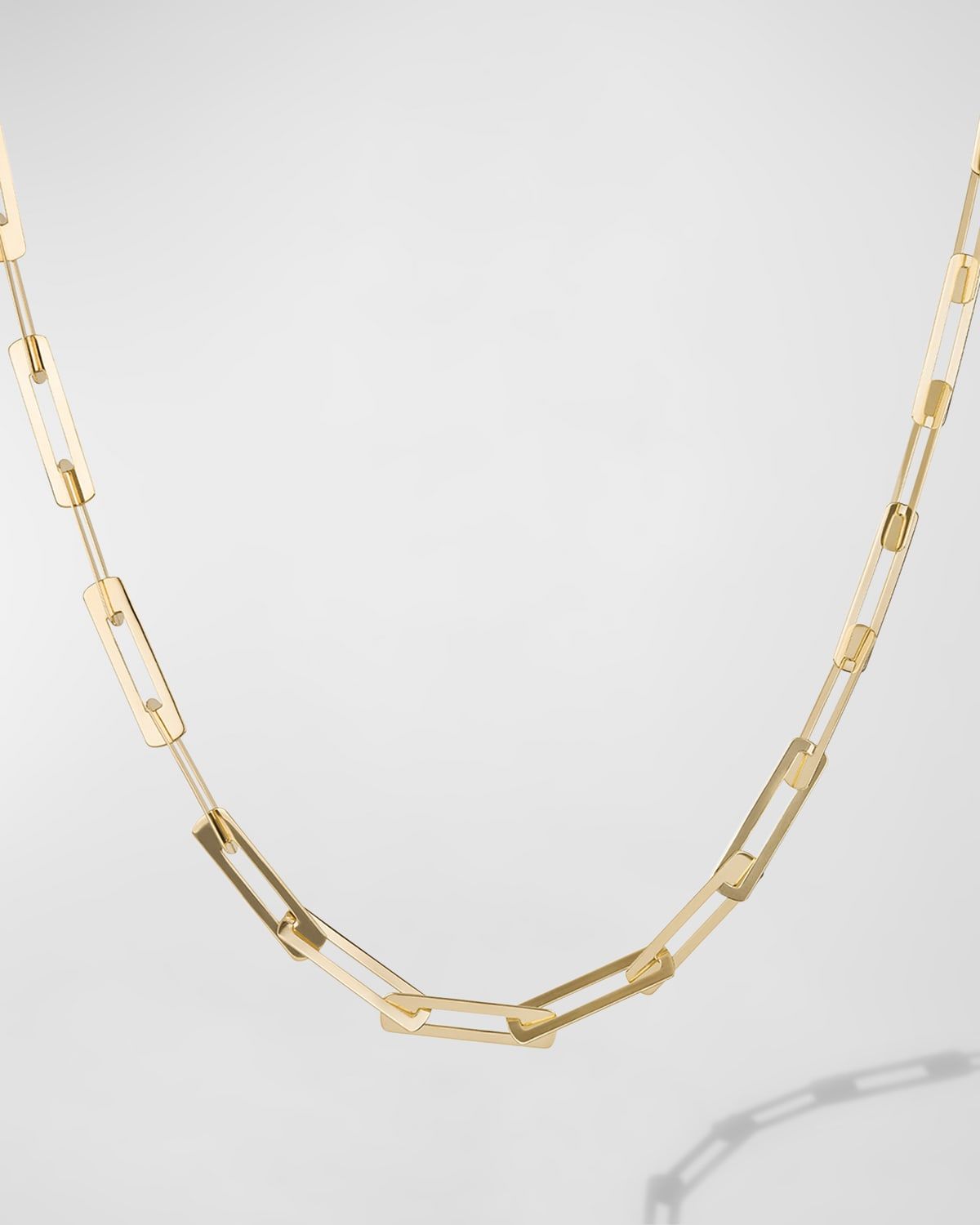 Laser Open Interlocking Rectangle Necklace, 30"L