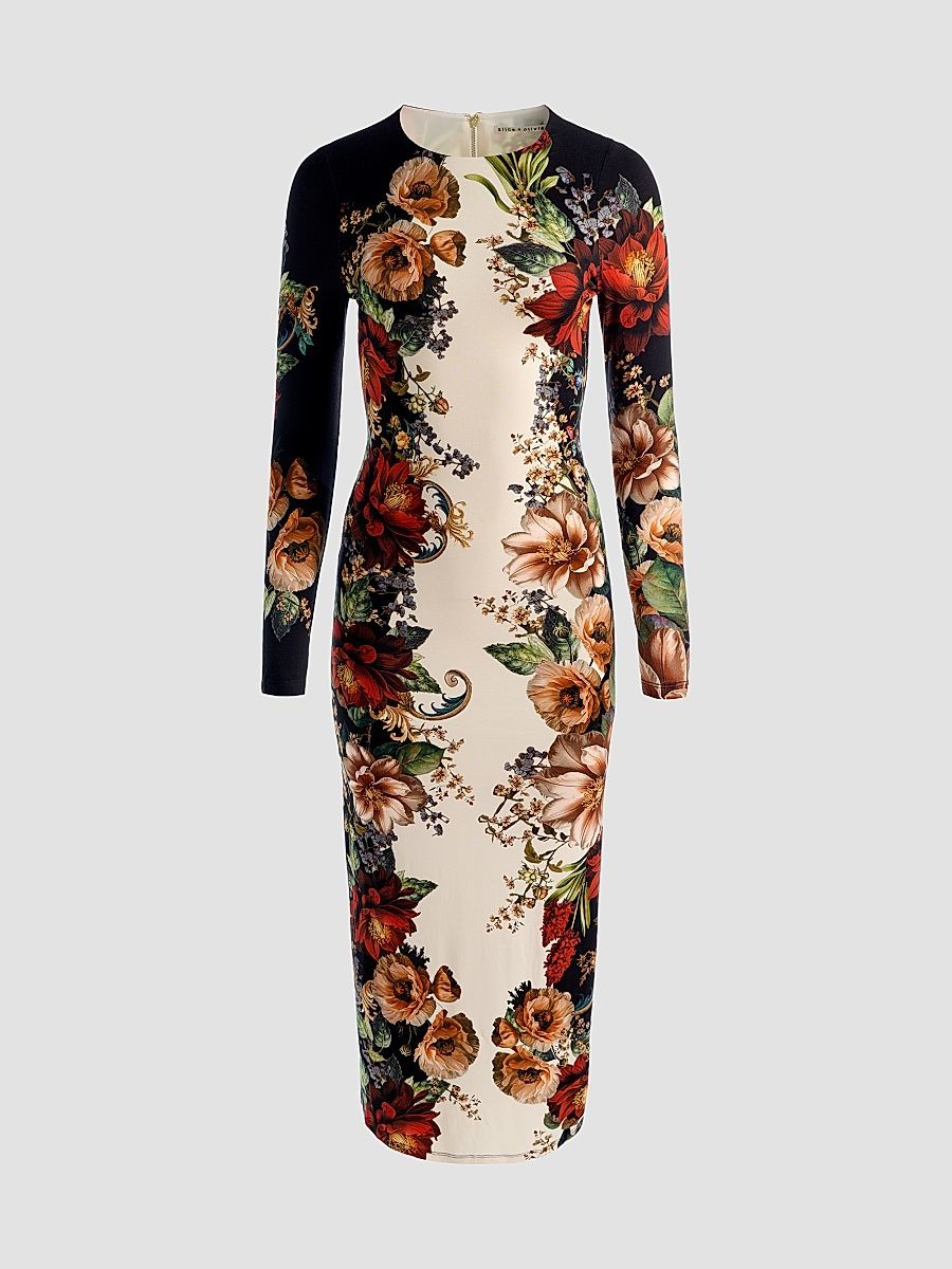 Women's Delora Colorblocked Floral Sheath Midi Dress - Floral Radiance - Size 0