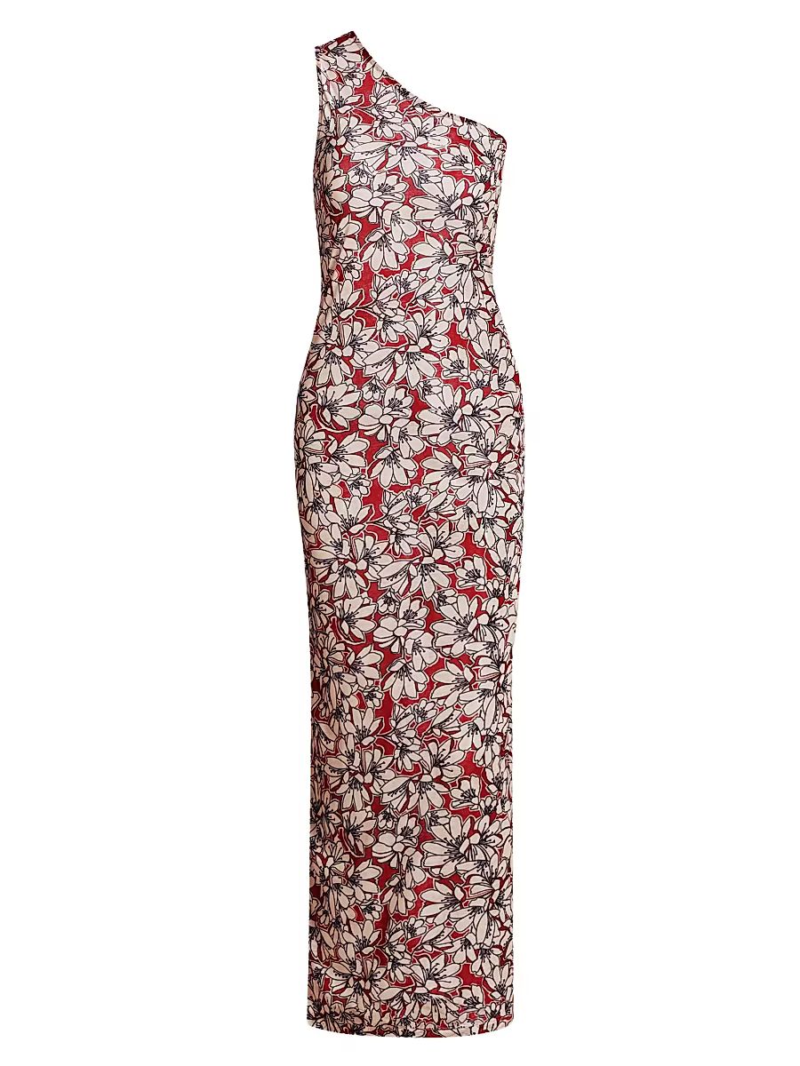 Women's Anouk Floral One-Shoulder Maxi Dress - Desert Daisies - Size Large