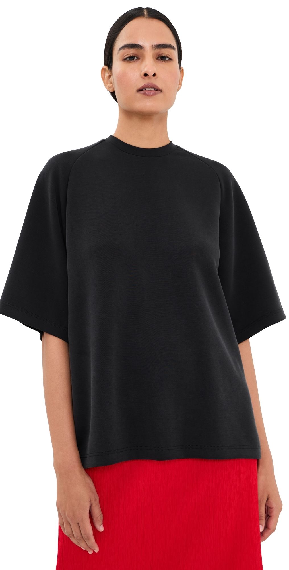 Tibi Featherweight Neoprene Baseball Tee Black XL