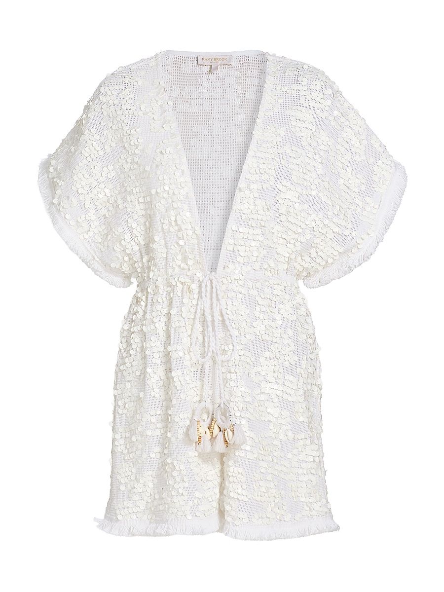 Women's Laurie Sequin-Embellished Cover-Up Minidress - White Paillette - Size XL
