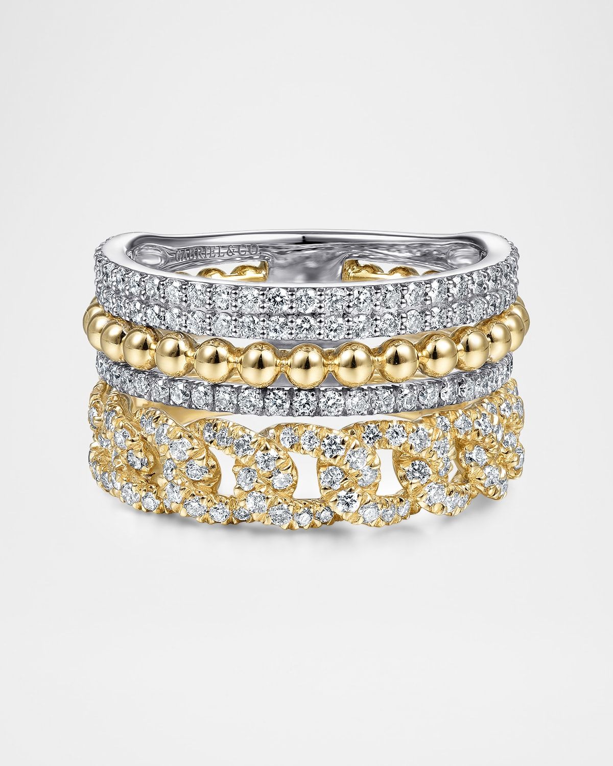 14K White and Yellow Gold Bujukan Diamond Easy Stackable Ring