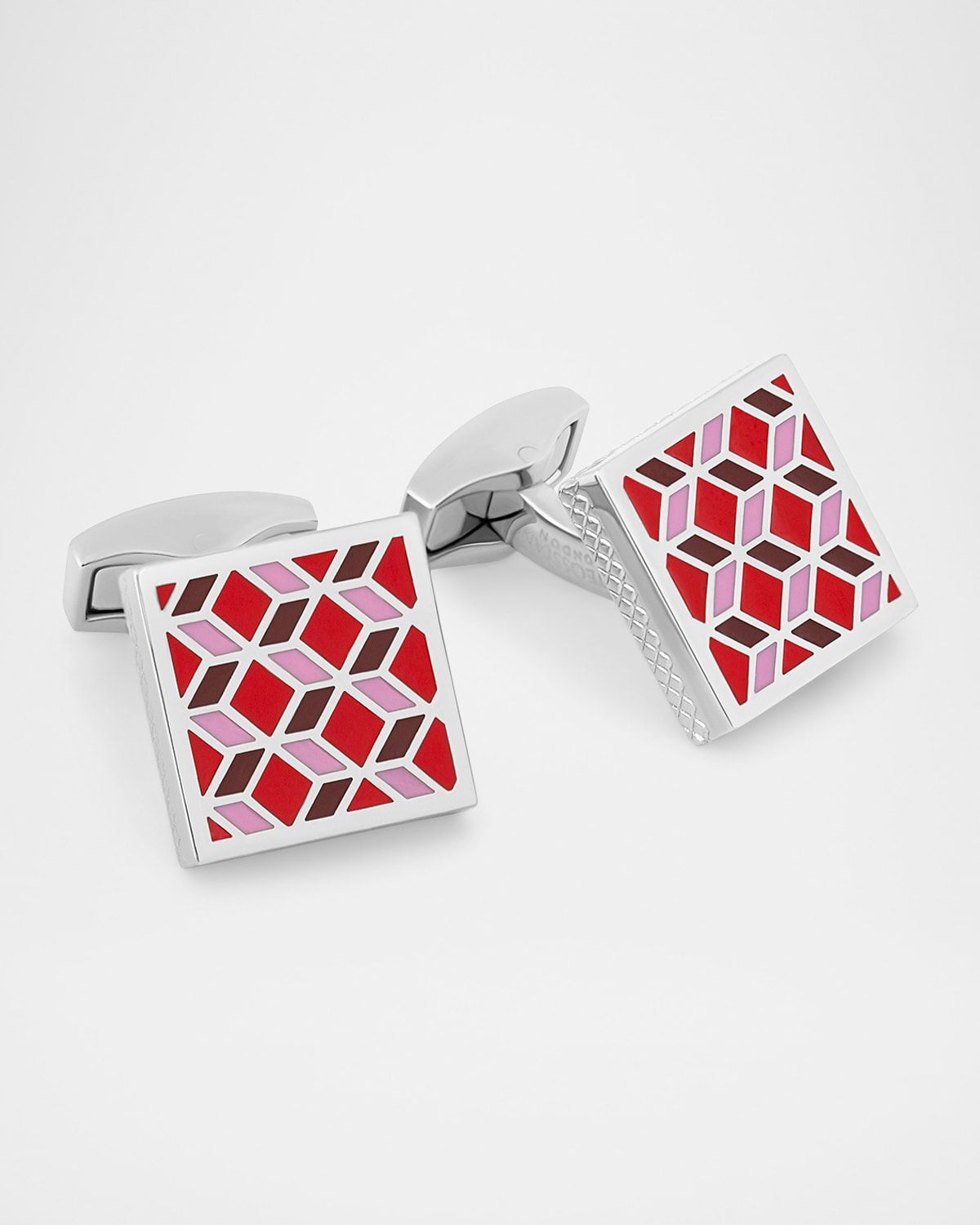 Men & apos;s Square 3D Cube Enamel Cufflinks