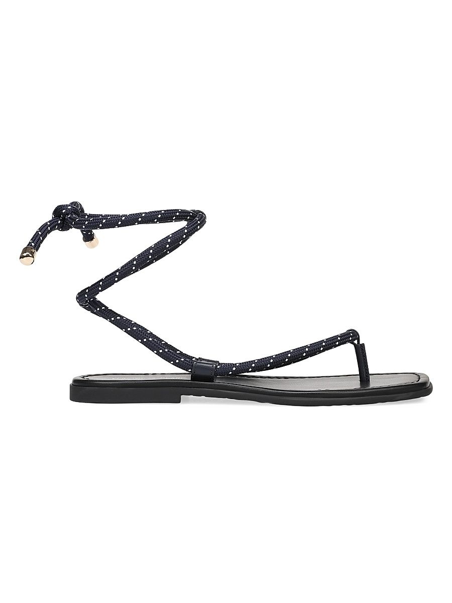 Women's Carmina Corded Leather Flat Sandals - Eclipse Coconut - Size 9