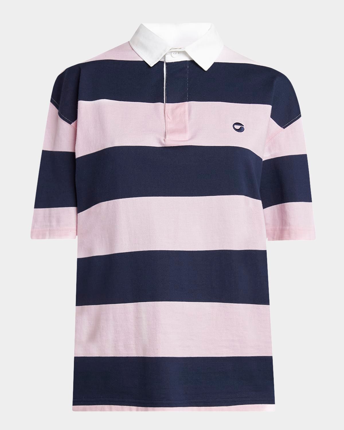 Striped Short-Sleeve Polo Top