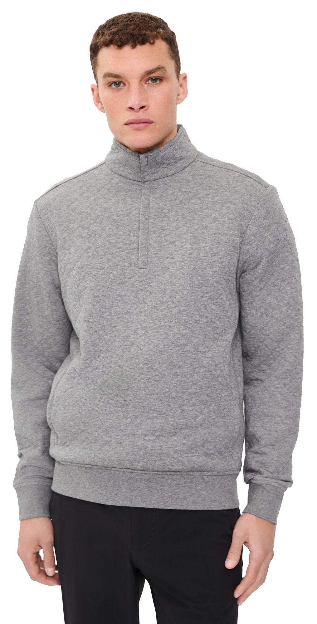 RLX Ralph Lauren Quilted Double Knit Quarter Zip Pullover Metalic Grey Heather S