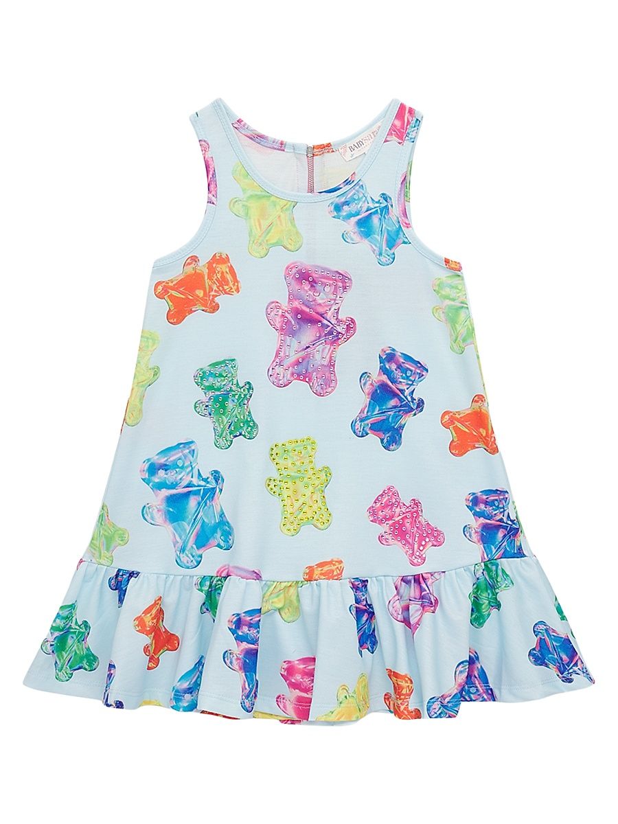 Little Girl's & Girl's Gummy Bear Embellished Dress - Blue Multi - Size 10