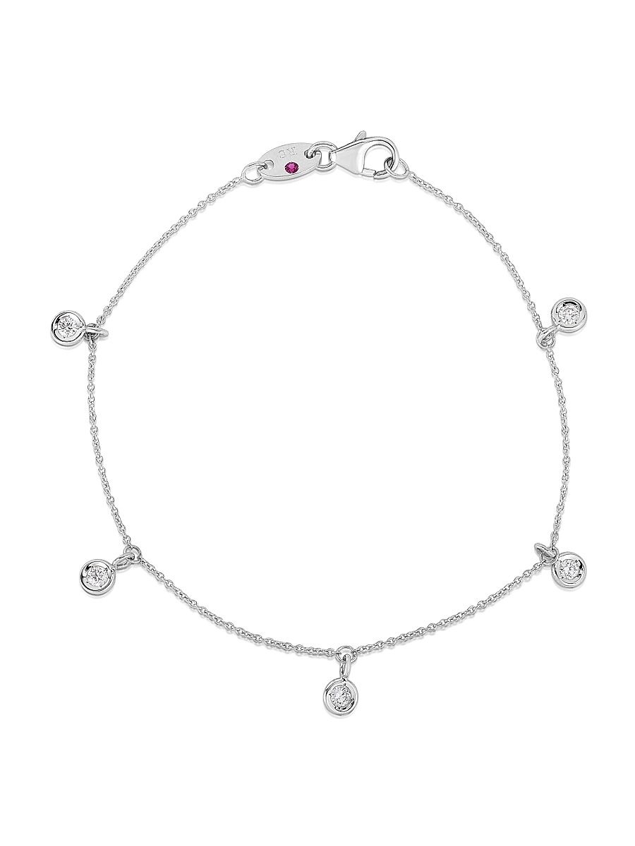 Women's Diamond By The Inch 18K White Gold & Diamond Dangle Bracelet - White Gold - Size 7