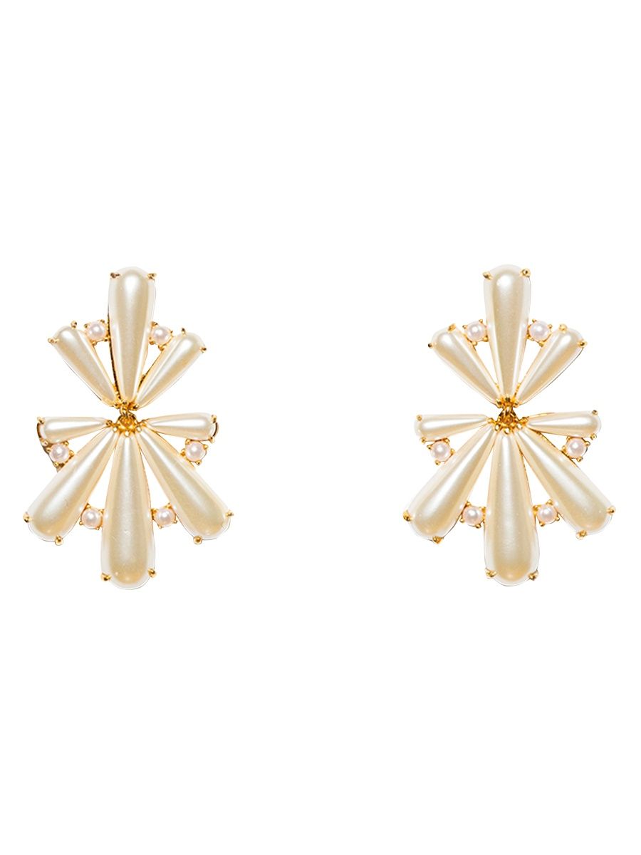 Lele Sadoughi Women's 14K Gold-Plated & Scalloped Acrylic Pearl Chandelier Earrings - Beige