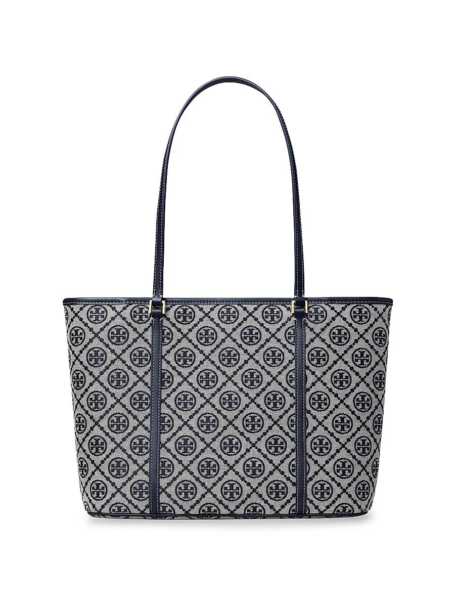 Women's Small T Monogram Zip Tote Bag - Tory Navy
