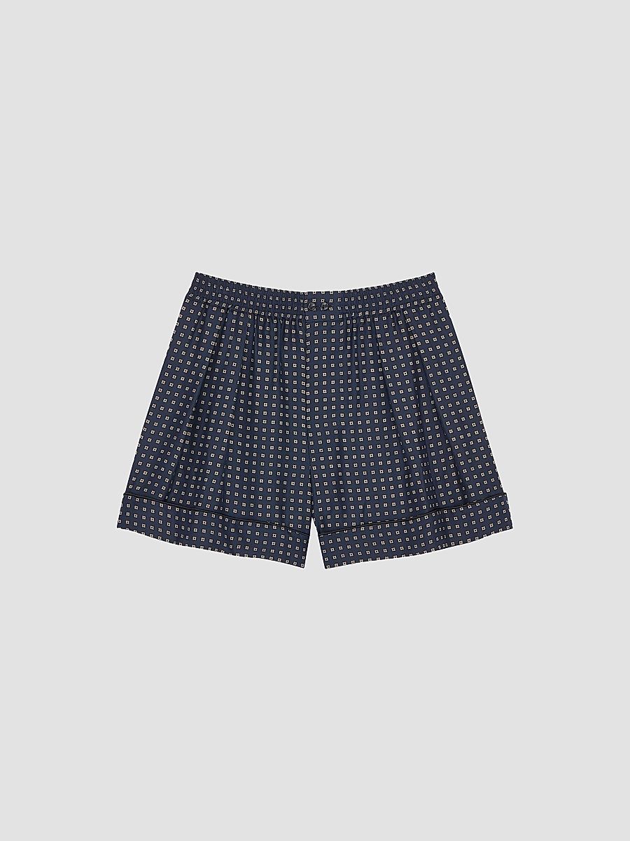 Saint Laurent Women's Pajama Shorts in Square Silk Satin - Marine - Size 10