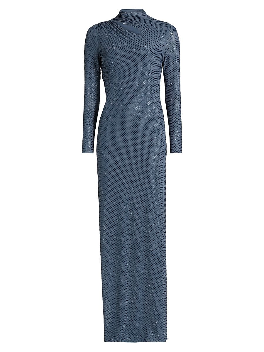 Women's Rhinestone Gathered Gown - Blue - Size 2