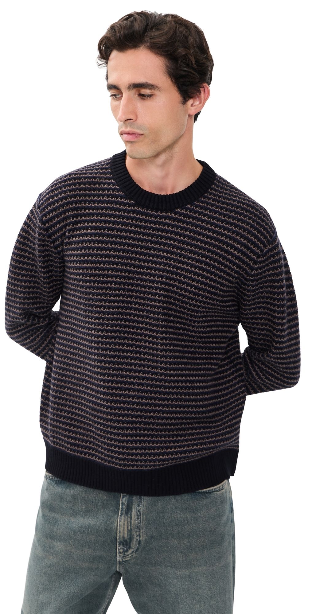 NN07 Russell Textured Stripe Sweater Navy Multi L