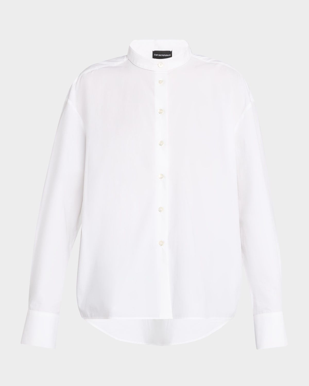 Band-Collar Cotton Poplin Shirt