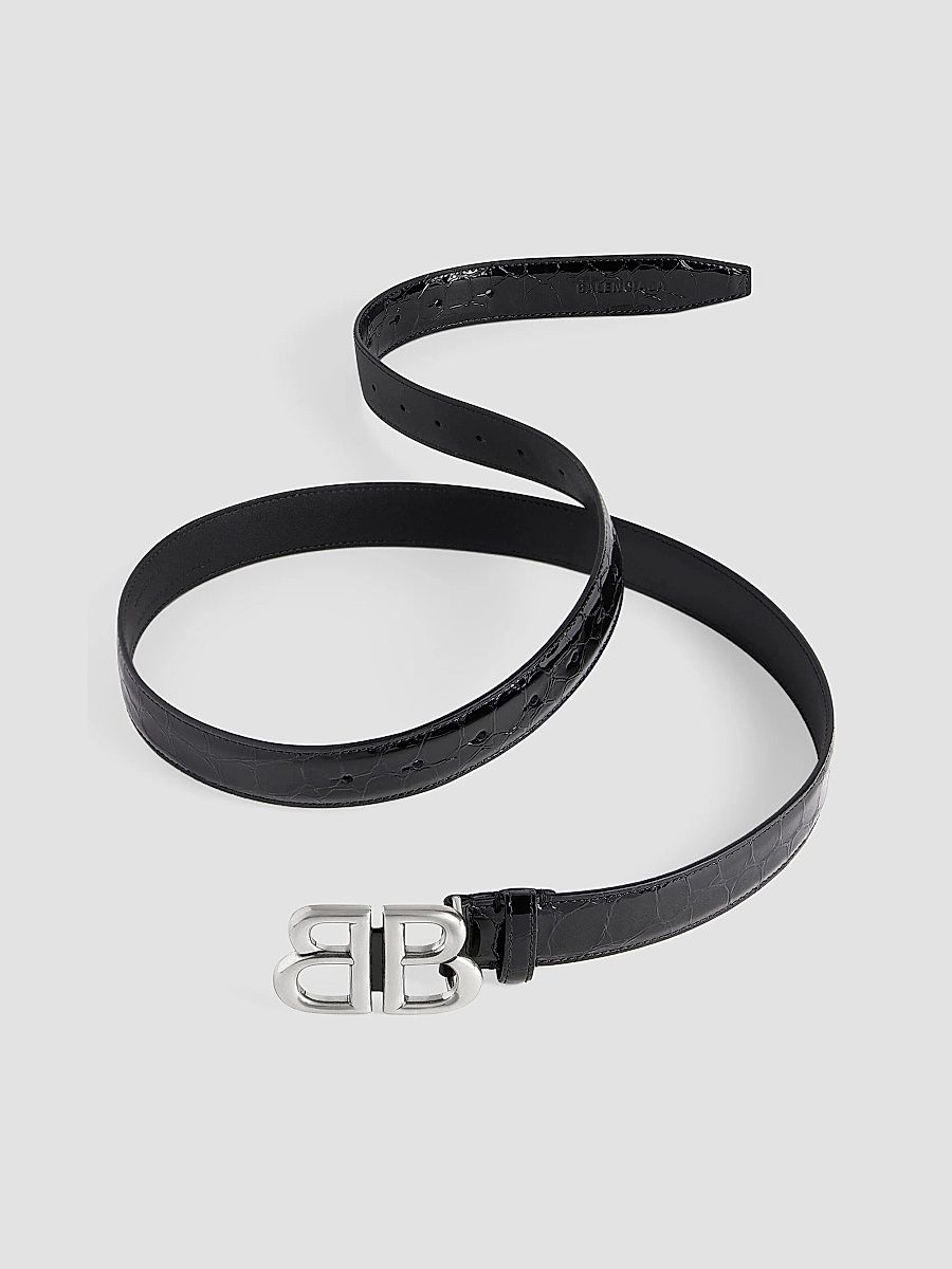 Balenciaga Women's Monaco Belt Crocodile Embossed - Black - Size 26