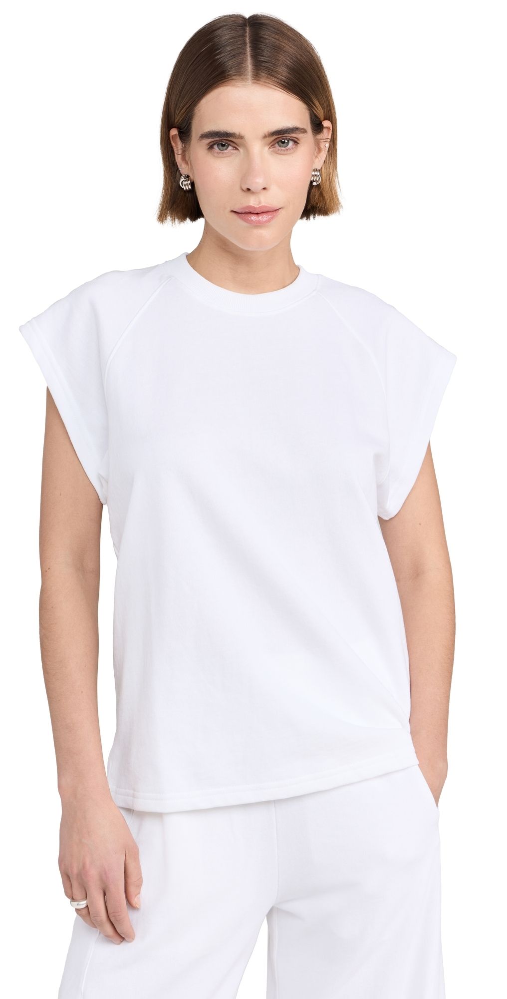 Tibi Summer Sweatshirting Sleeveless Easy Top White XL