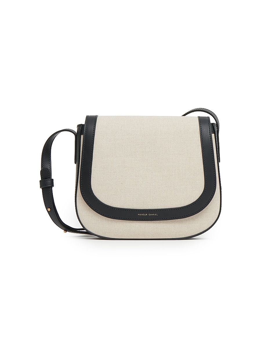 Women's Classic Linen & Cotton Crossbody Bag - Natural And Black