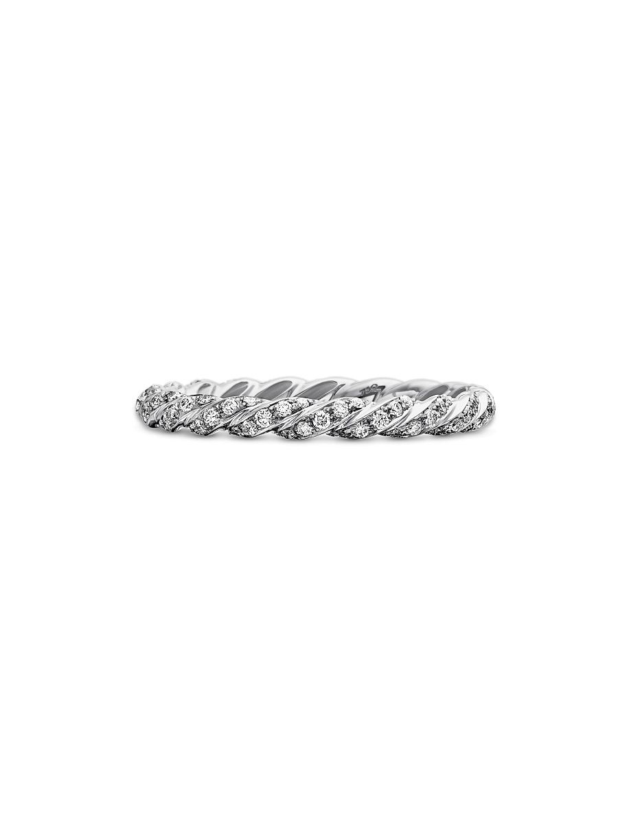 Women's Pavé Petite Band Ring in 18K White Gold - Diamond - Size 4.5