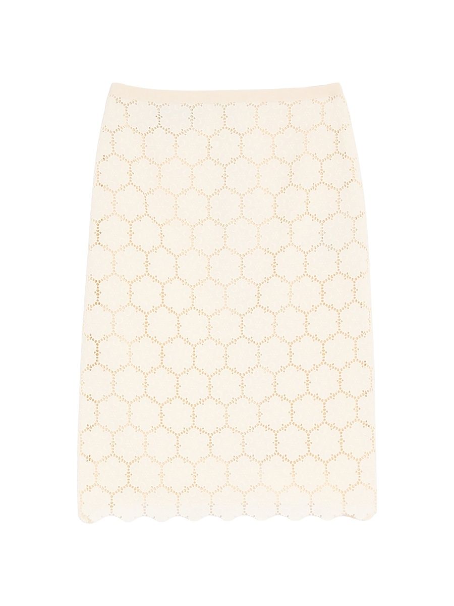 Women's Cotton Skirt with Fleur Jour - Latte - Size 8