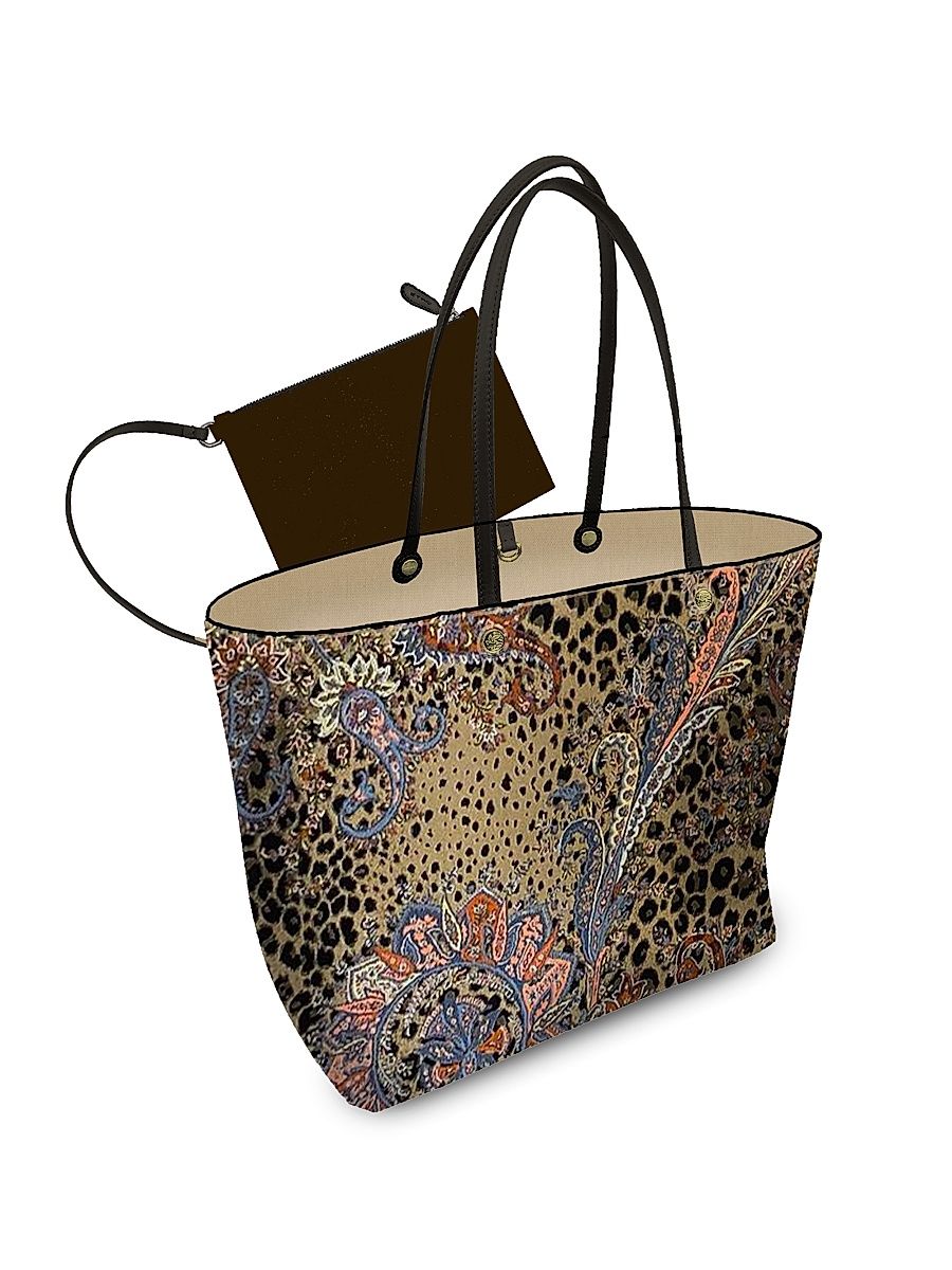 Women's Leopard-Print Jacquard Tote Bag - Beige Multi