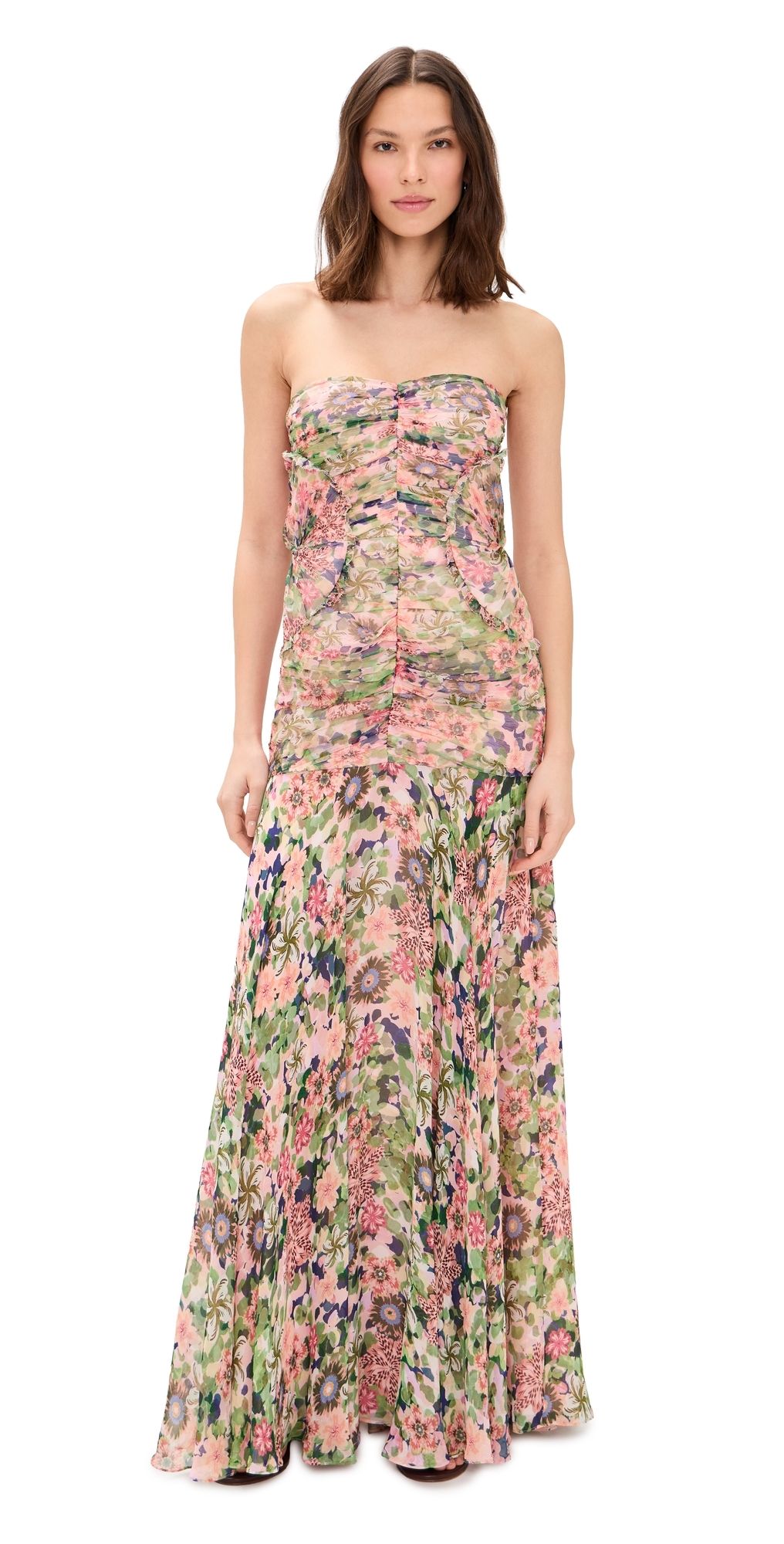 SALONI Kristie Silk Maxi Dress Rosette Meadow 8