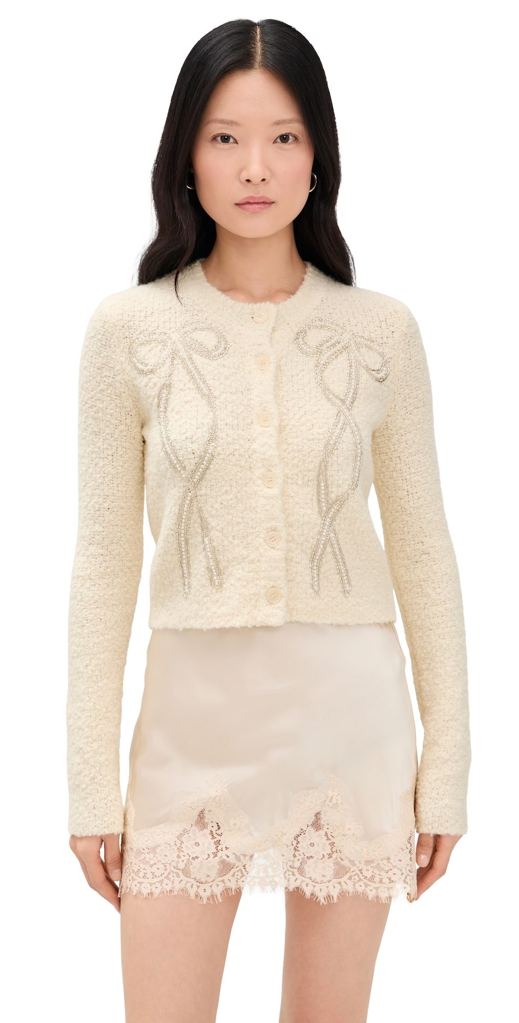 LoveShackFancy Leocadia Cardigan Ivory XXL